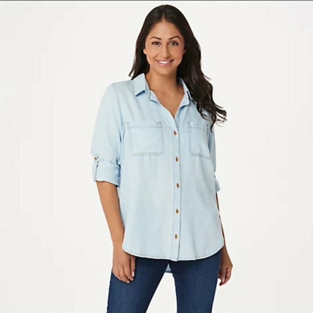 Side Stitch Lyocell Button Down Shirt